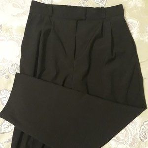 Black Straight Cut Pleated Dress Pants